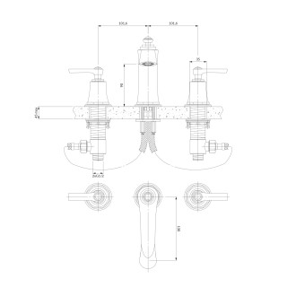 Omnires ARMANCE AM5214CR umyvadlová 3-otvorová baterie, chrom
