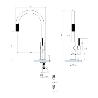 Omnires SWITCH Dřezová baterie s připojením na vodní filtr, kartáčovaná měď  SW9057CPB