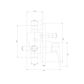 Omnires ART DECO podomítková vanovo-sprchová baterie, chrom lesk AD5135CR
