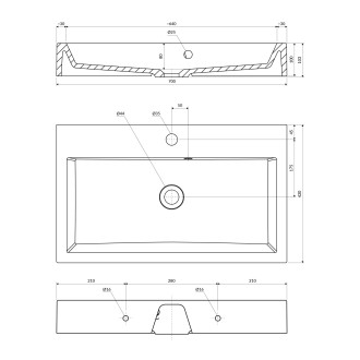 Omnires THASOS M+ THASOS700ZPBP Umyvadlo, litý mramor, bílá lesk