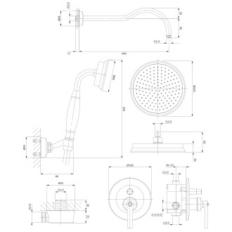 Omnires Armance podomítkový sprchový systém, kartáčovaná mosaz SYSAM10BSB