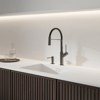 Omnires Vita kuchyňská baterie s výsuvnou výpustí kartáčovaný grafit/mat černá VI6350BLGR