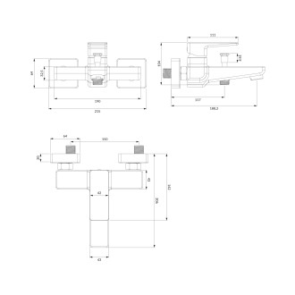 Omnires PARMA PM7430GR Vanová baterie, grafit