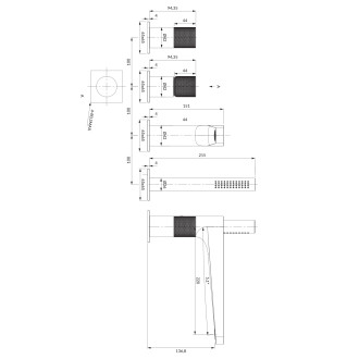 Omnires CONTOUR CT8032AT Vanová 4-otvorová baterie, antracit