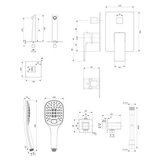 Omnires PARMA SYSPMW01CR Podomítkový sprchový set, chrom
