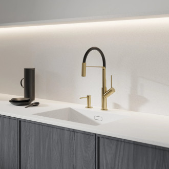 Omnires Vita kuchyňská baterie s výsuvnou výpustí kartáčovaná mosaz/mat černá VI6350BLBSB