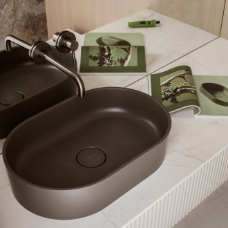 Omnires OVO M+ OVOUNAG Umyvadlo na desku 55x36cm, litý mramor, šedá