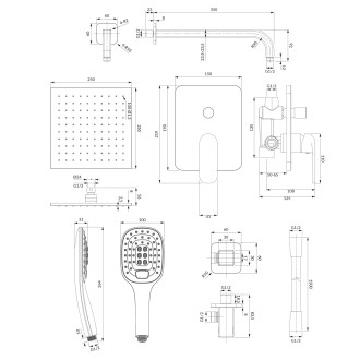 Omnires SACRAMENTO podomítkový sprchový systém, černý mat SYSSC10BL
