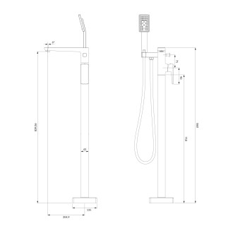 Omnires PARMA PM7433BL Stojící vanová baterie, matná černá