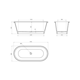 Omnires PARIS M+ volně stojící vana, 156 x 69 cm, bílý lesk PARIS156BP