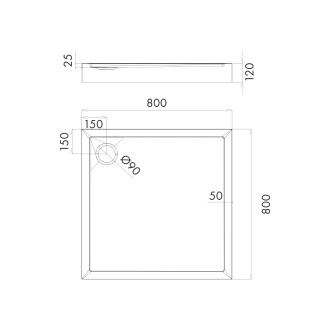 Omnires CAMDEN akrylátová sprchová vanička, 80 x 80 cm, bílý lesk CAMDEN80-KBP