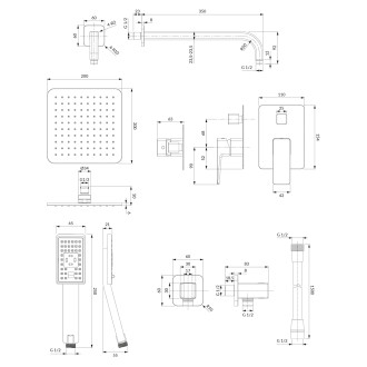 Omnires PARMA SYSPM10GR Podomítkový sprchový set, grafit