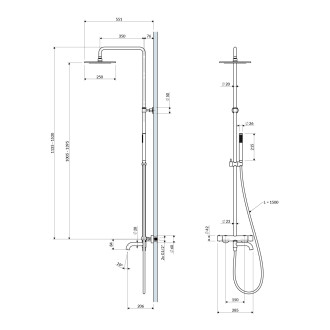Omnires Y termostatický vanový systém pro nástěnnou montáž polomatná černá Y1234BL