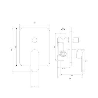 Omnires SACRAMENTO podomítková vanovo-sprchová baterie, chrom/bílý lesk SC2335XCRB