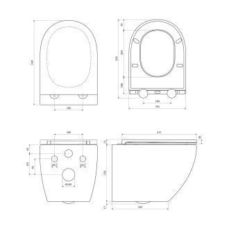 Omnires OTTAWA OTTAWACMWBM Závěsný klozet rimless se sedátkem SF 54, bílá mat