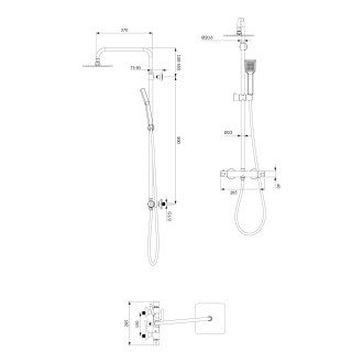 Omnires Y Y1244JBL Sprchový set s termostatickou baterií, černá