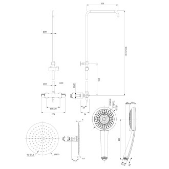 Omnires Y termostatický nástěnný sprchový systém, chrom lesk Y1244X-6CR