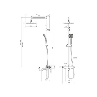 Omnires  Y1234ALCR Vanový set s termostatickou baterií, chrom