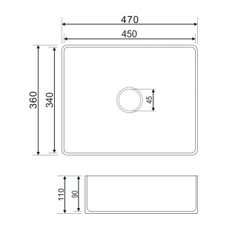 Omnires PASADENA PASADENA470BP Umyvadlo na desku 47x36, bílá