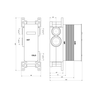 Omnires  BOXTE2F Podomítkové těleso pro dvoucestnou baterii