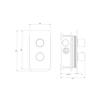 Omnires CONTOUR CT8036GLB Podomítková vanová/sprchová termostatická baterie, zlatá