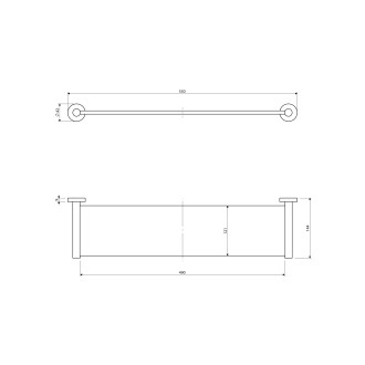 Omnires MODERN PROJECT skleněná police, kartáčovaná zlatá MP60930GLB