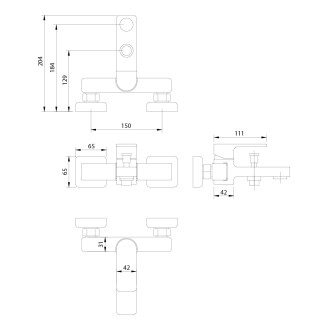 Omnires BARETTI BA7830BL Vanová baterie, matná černá