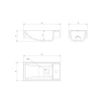 Omnires CORFU M+ umyvadlo na desku/závěsné, 50 x 25 cm, bílý lesk CORFUBP
