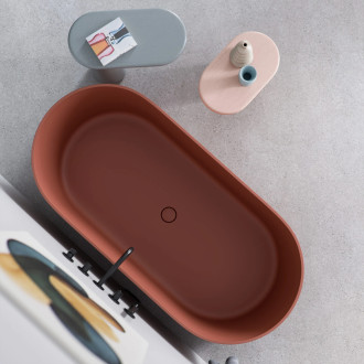 Omnires OVO M+ OVOWWTE Vana volně stojící 160x75cm, litý mramor, terracotta