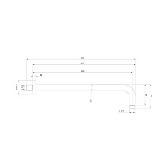 Omnires — nástěnné sprchové rameno, 40 cm, chrom lesk RA01K-XCR
