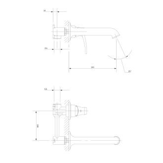 Omnires ART DECO podomítková umyvadlová baterie, kartáčovaná antická měď AD5115ORB