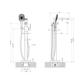 Omnires Sacramento volně stojící vanová baterie, chrom lesk SC2333XCR