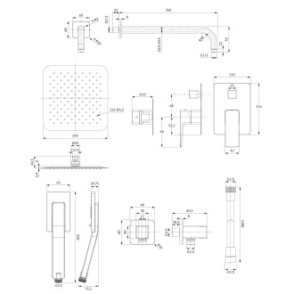 Omnires PARMA SYSPM21IN Podomítkový sprchový set, nerez