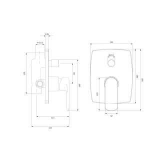Omnires EBRO dvoucestná podomítková vanovo-sprchová baterie, chrom lesk EB2135CR