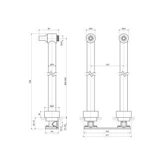 Omnires Připojení pro instalaci vanové baterie do podlahy, starožitná bronz 8819BR