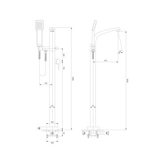Omnires DARLING volně stojící vanová baterie, chrom lesk DA5033CR