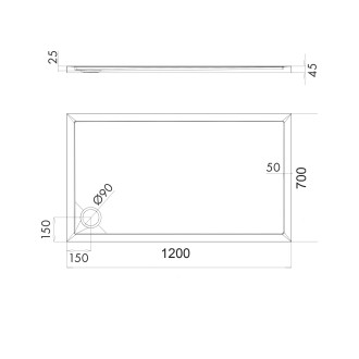 Omnires MERTON akrylátová sprchová vanička, 70 x 120 cm, bílý lesk MERTON70-120-PBP