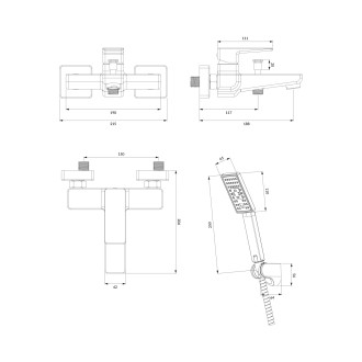Omnires PARMA PM7431IN Vanový set, nerez