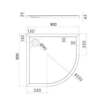 Omnires MERTON akrylátová sprchová vanička, 90 x 90 cm, bílý lesk MERTON90-OBP