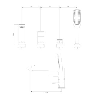 Omnires PARMA PM7432CR Vanová 4-otvorová baterie, chrom