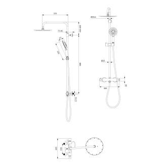 Omnires Y Y1244NBL Sprchový set s termostatickou baterií, černá