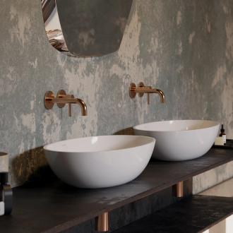 Omnires SHELL M+ SHELLUNBP Umyvadlo na desku 60x35cm, litý mramor, bílá lesk