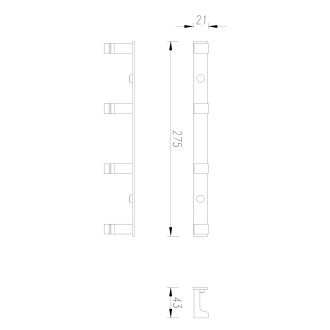 Omnires UNI čtyřnásobný háček, chrom lesk UN10140-KCR
