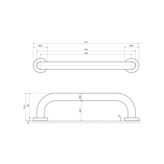 Omnires UNI opěrné madlo, 35 cm, chrom lesk UOP-35-MCR