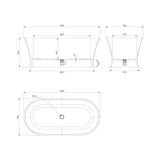 Omnires CLASSICA volně stojící vana M+, 160 x 79 cm, matná bílá CLASSICAWWBM