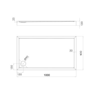 Omnires CAMDEN akrylátová sprchová vanička, 90 x 100 cm, bílý lesk CAMDEN90-100-PBP