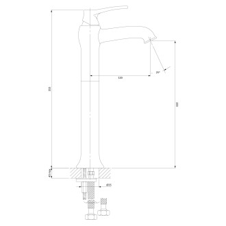 Omnires ART DECO vysoká umyvadlová baterie, kartáčovaný antický bronz AD5112BR