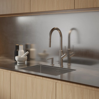 Omnires Bend kuchyňská baterie s výsuvnou výpustí kartáčovaný nikl BE6455NI