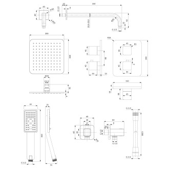 Omnires SLIDE SYSSL11GR Podomítkový sprchový set s termostatickou baterií, grafit