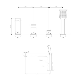 Omnires PARMA PM7432CRB Vanová 4-otvorová baterie, chrom-bílá